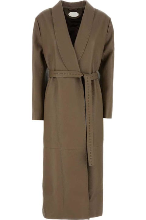 Fendi Clothing for Women Fendi Belted Waist Leather Coat