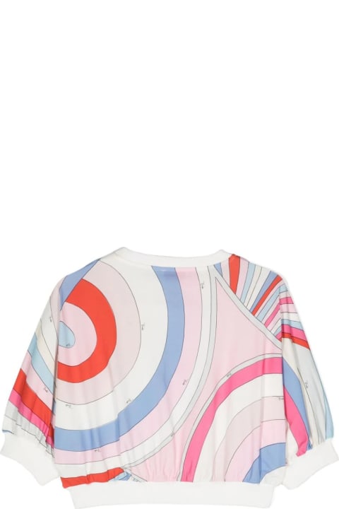 Pucci for Kids Pucci White Sweatshirt With Front Logo And Back Iride Print