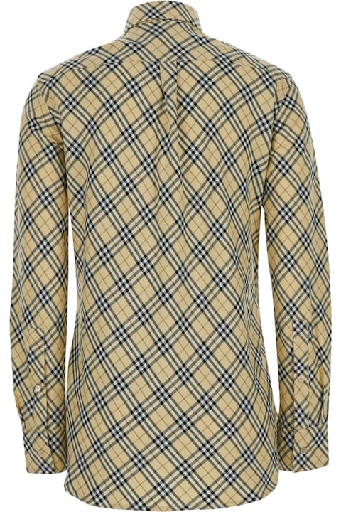 Burberry Topwear for Women Burberry Beige Oversize Shirt With All-over Check Motiv In Cotton Woman