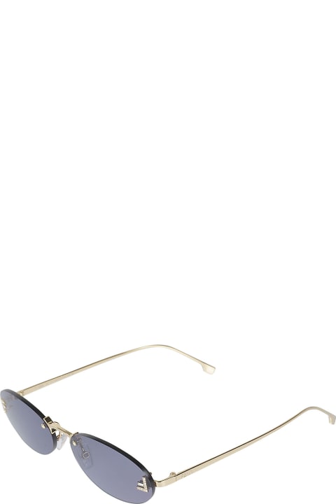 Embellished Logo Rimless Sunglasses