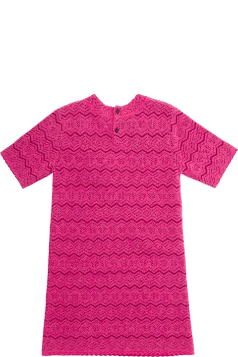 Fashion for Kids Gucci Fuchsia Crewneck Dress With Floreal Motif And G In Wool Girl