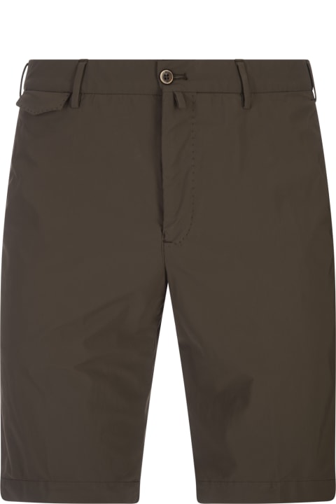 PT Bermuda Pants for Men PT Bermuda Brown Stretch Cotton Shorts