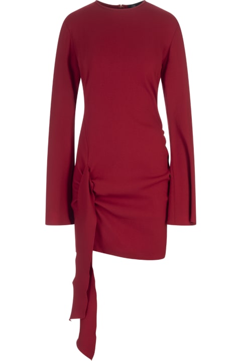 Fashion for Women Blumarine Red Short Dress With Long Sleeves And Bow Detail