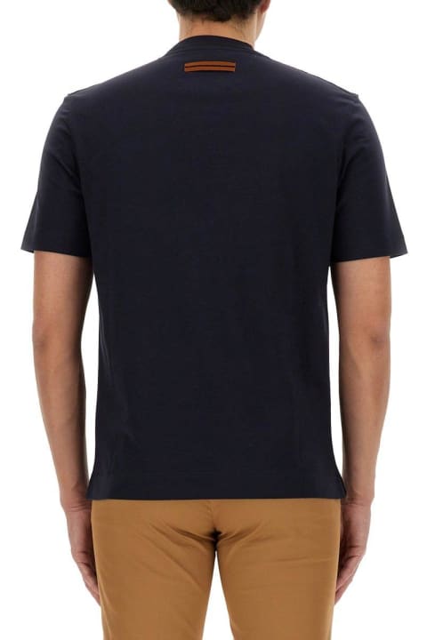Topwear for Men Zegna Logo Detailed Crewneck T-shirt