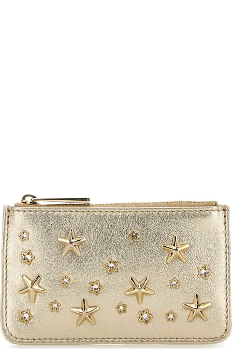 Jimmy Choo Accessories for Women Jimmy Choo Gold Nappa Leather Navy Card Holder