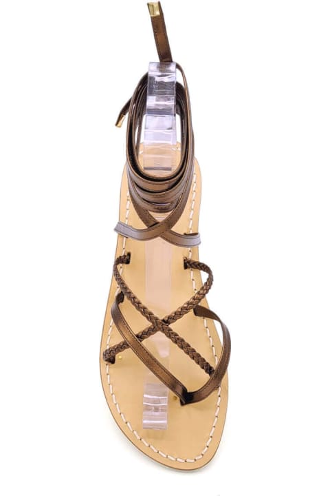 آخر صيحات الموضة من السيدات Dea Sandals Tobacco Laminated Leather Gladiator Sandals