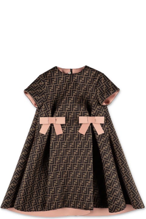 Dresses for Girls Fendi Fendi Abito Marrone Zucca Print In Neoprene Bambina