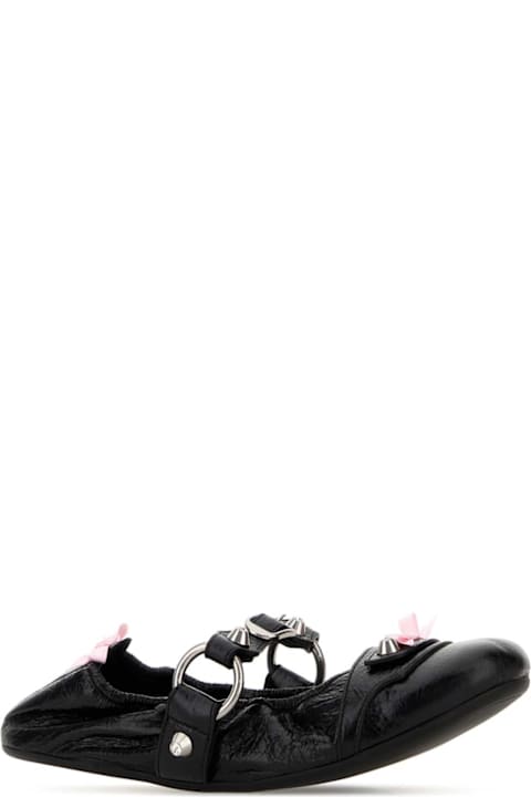 Balenciaga Black Leather City Ballerinas