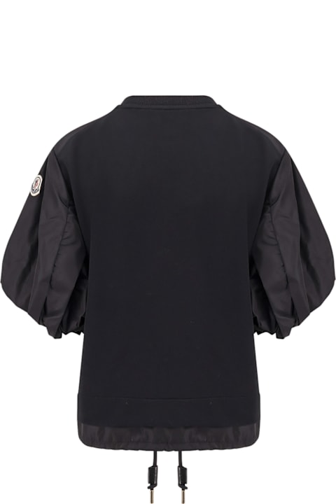 Moncler for Women Moncler Cotton And Nylon T-shirt With Puffed Sleeves
