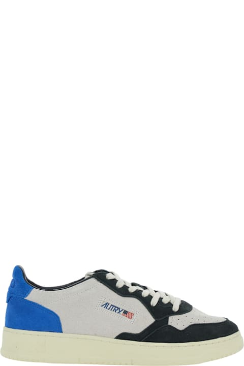 Shoes for Men Autry 'medalist Low' Blue Sneakers With Contrasting Heel And Inserts In Suede Man