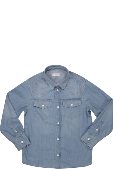 Denim Shirt With Press Studs And Pockets