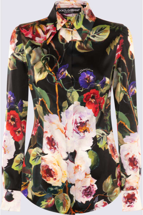 Topwear for Women Dolce & Gabbana Black Multicolour Silk Blend Shirt