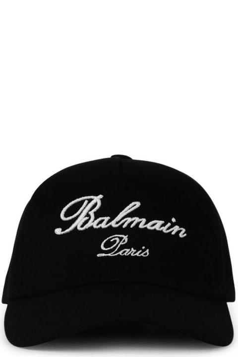 Balmain Hats for Men Balmain 'signature' Black Cotton Cap