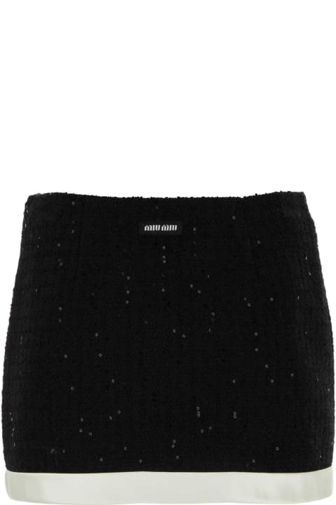 Miu Miu Skirts for Women Miu Miu Black Cotton Blend Mini Skirt