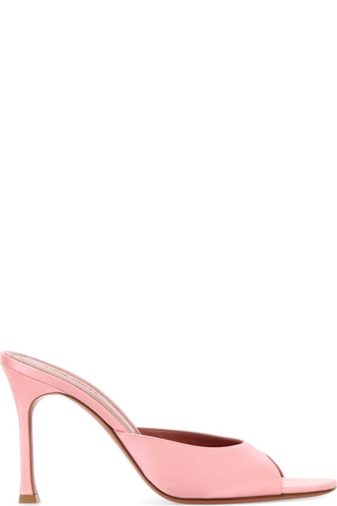 Amina Muaddi Pastel Pink Satin Alexa Mules