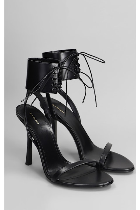Shoes for Women Givenchy 4g Liquid Lace Up Sandals In Black Leather