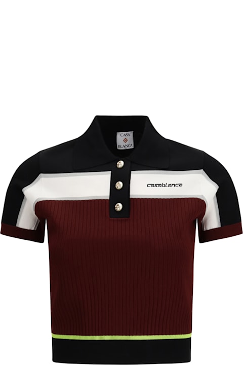 Casablanca for Kids Casablanca Striped Short-sleeve Polo Shirt