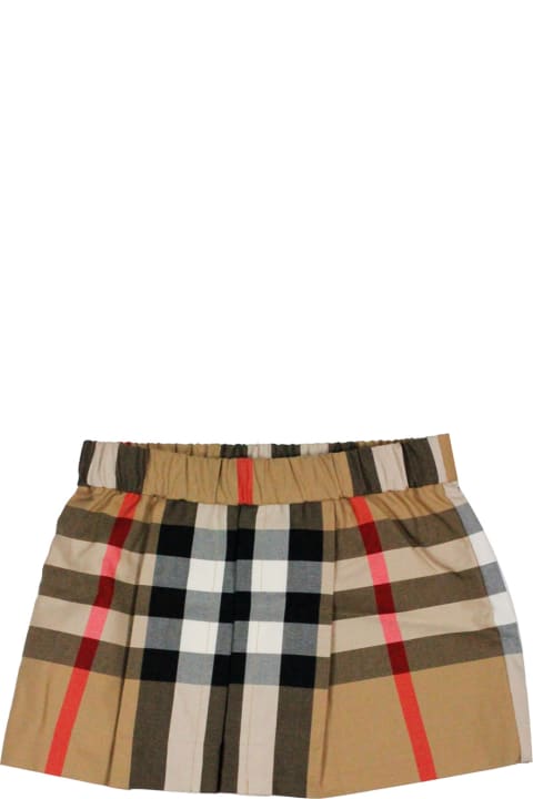 Burberry for Baby Girls Burberry Skirt In Cotton Jersey With Elastic Waistband In Classic Check With Front Pleat