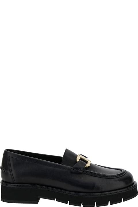 Ferragamo for Women Ferragamo 'mayna' Black Loafers With Gancini Detail And Platform In Leather Woman