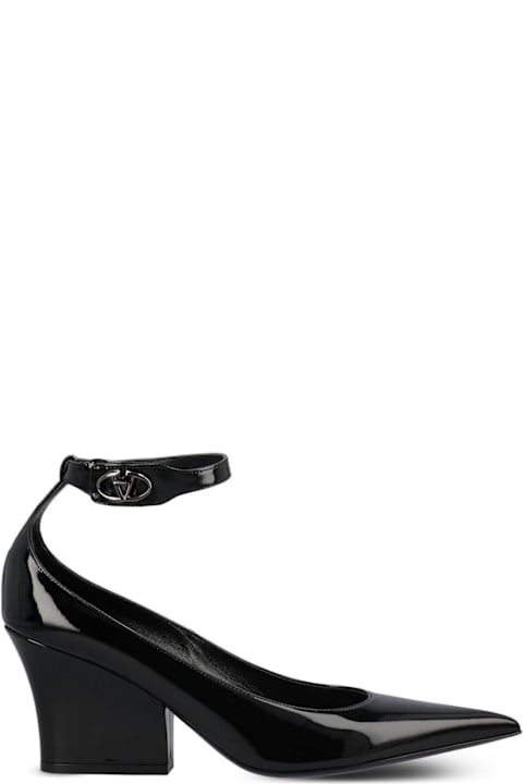 Valentino Garavani High-Heeled Shoes for Women Valentino Garavani Logo Plaque Pointed Toe Pumps