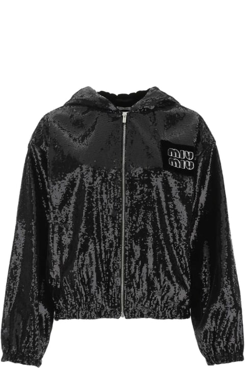 Miu Miu Coats & Jackets for Women Miu Miu Black Sequins Sweatshirt