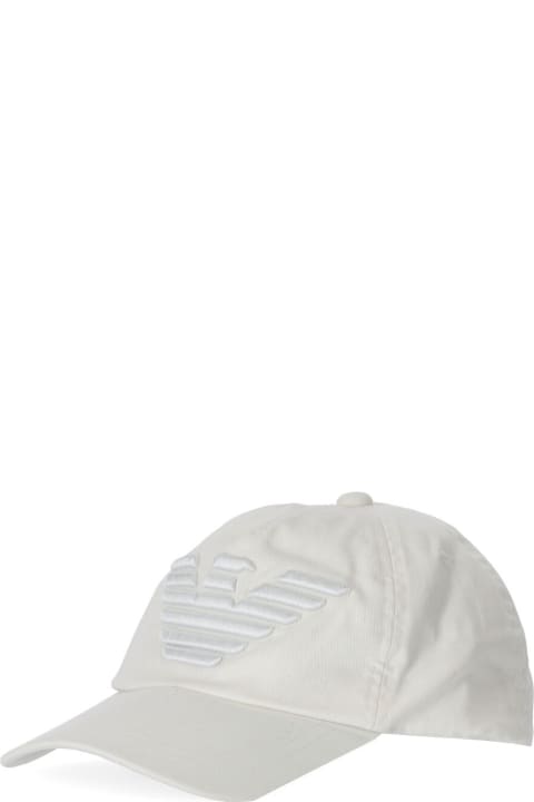 Hats for Men Emporio Armani Emporio Armani Eagle White Baseball Cap