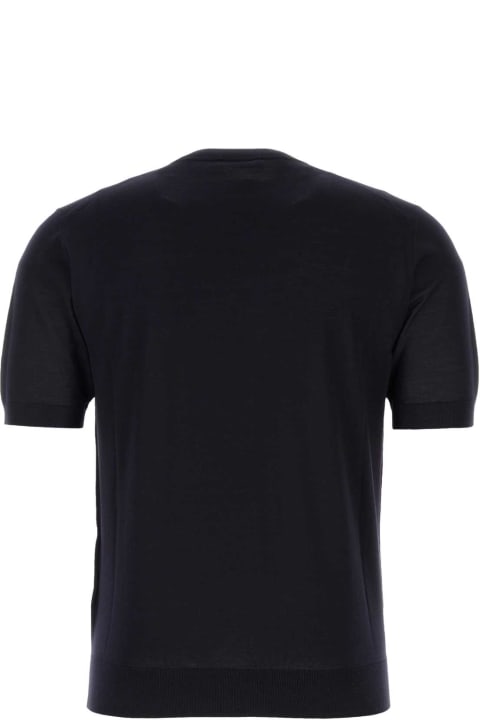 Clothing Sale for Men Prada Midnight Blue Wool T-shirt