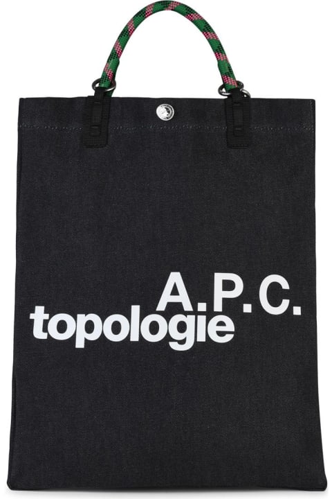 Totes for Men A.P.C. 'topologie' Blue Cotton Bag