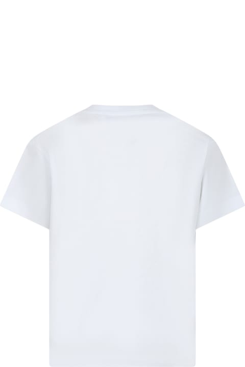 MSGM T-Shirts & Polo Shirts for Women MSGM White T-shirt For Girl With Logo And Rhinestones