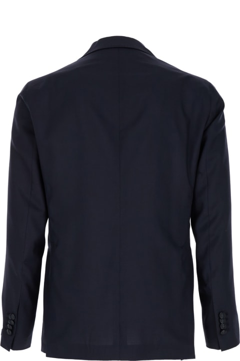 Tagliatore for Men Tagliatore Blue Single-breasted Jacket In Wool And Silk Man
