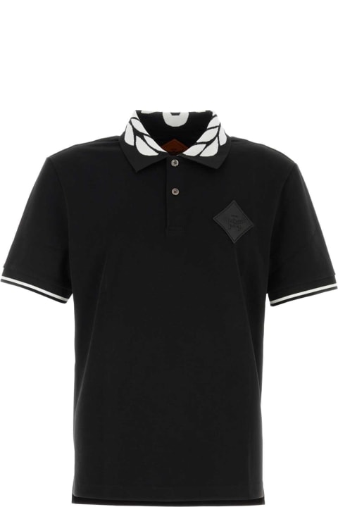 MCM Topwear for Men MCM Black Stretch Piquet Polo Shirt