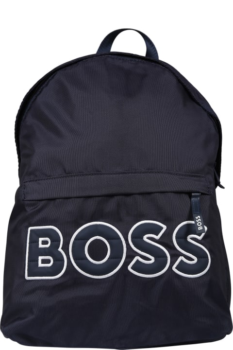 Hugo Boss Kids Hugo Boss Bleu Backpack For Boy With Logo