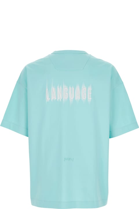 Juun.J for Women Juun.J Light Blue T-shirt With Logo Embroidered On The Front And Print On The Back In Cotton Man