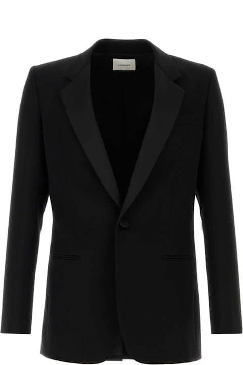 Saint Laurent معاطف وجواكت لـ القسم الرجالي Saint Laurent Black Wool Blazer