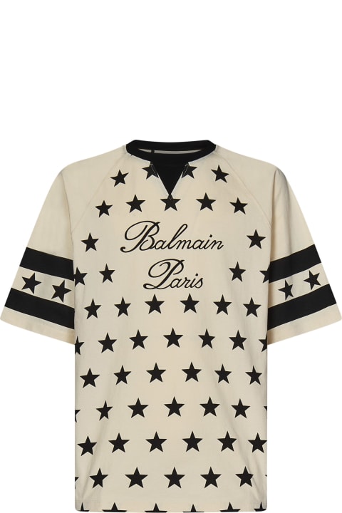 Balmain Topwear for Men Balmain Signature Stars Print T-shirt