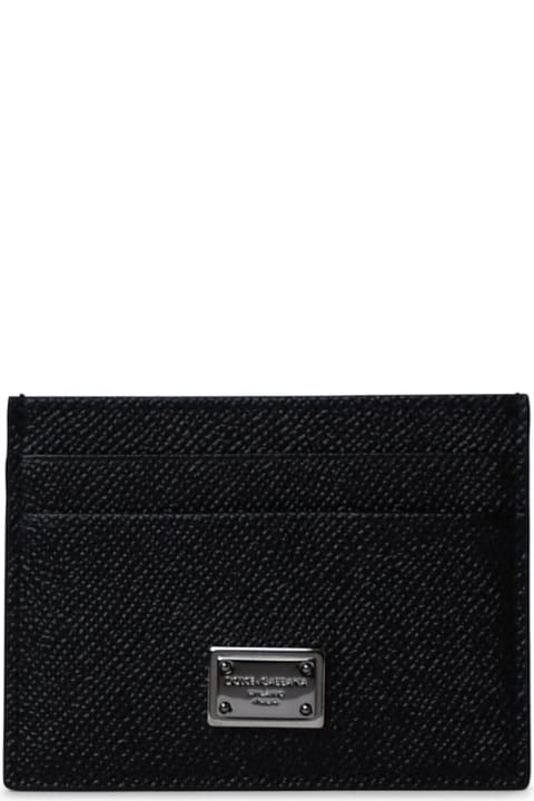メンズ新着アイテム Dolce & Gabbana Black Leather Dauphine Card Holder