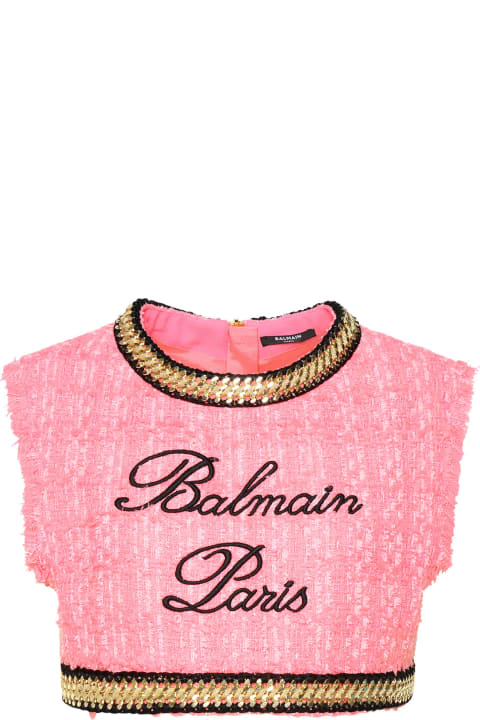 Balmain Clothing for Women Balmain Pink Cotton Blend Short Top