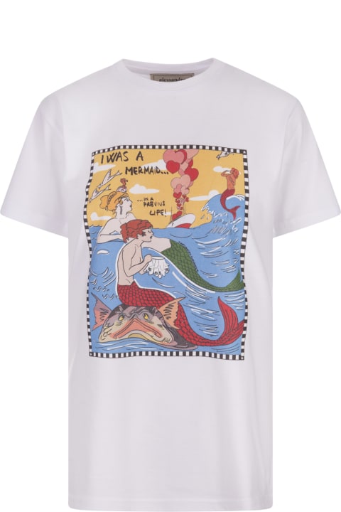 ウィメンズ Alessandro Enriquezのトップス Alessandro Enriquez White "i Was A Mermaid" T-shirt