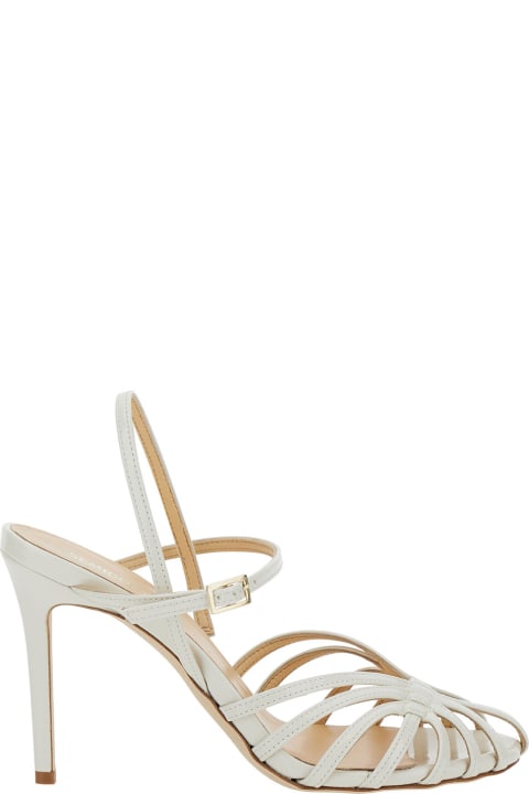 ウィメンズ SEMICOUTUREのサンダル SEMICOUTURE White Sandals With Front Cage In Patent Leather Woman
