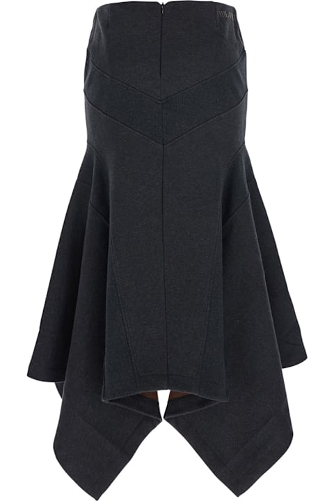The Attico Skirts for Women The Attico Grey Midi Skirt With Logo Lettering And Handkerchief Hem In Cotton Woman