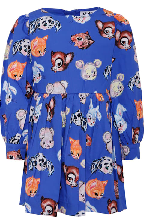 أدوات منزلية Molo Blue Dress For Girl With Animal
