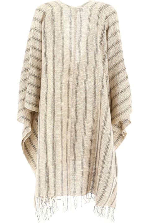 آخر صيحات الموضة من السيدات Brunello Cucinelli Striped Asymmetric Hem Poncho