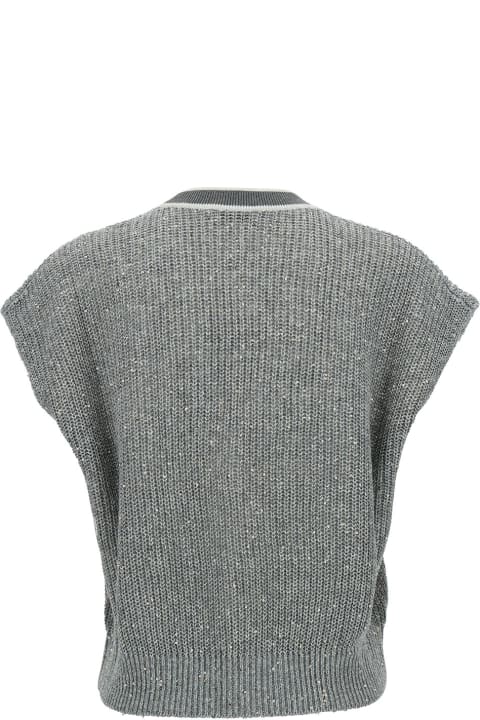 Sweaters for Women Brunello Cucinelli Sequin-embellished V-neck Vest
