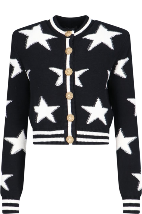 Balmain Clothing for Women Balmain Buttonned Knit Stars Cardigan