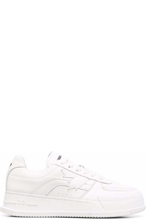 White Leather Sneakers With Logo D-squared2 Man