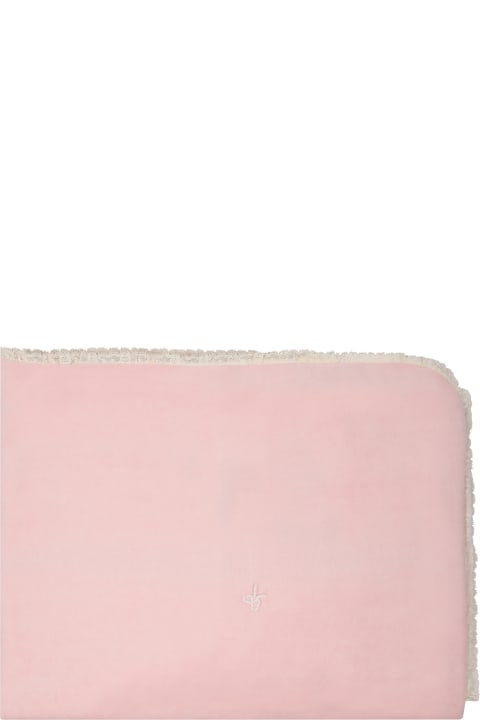 Accessories & Gifts for Baby Girls La stupenderia Pink Blanket For Baby Girl With Bow