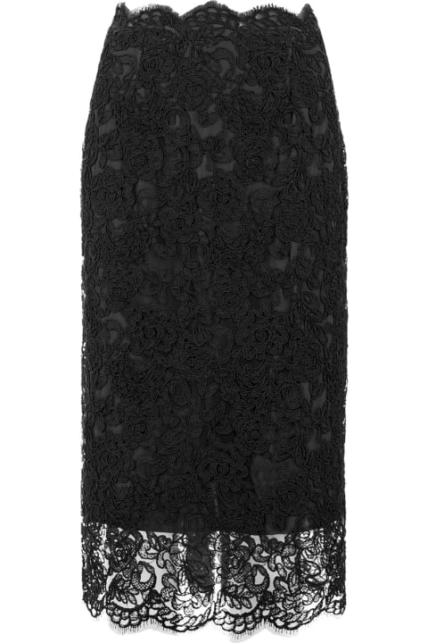 ウィメンズ新着アイテム Ermanno Scervino Black Lace Longuette Skirt