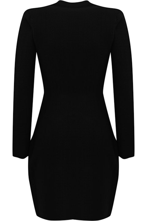 パーティードレス ELISABETTA FRANCHI Robe manteau in boucle wool with embroid Elisabetta Franchi Robe Manteau Dress In Boucle' Wool