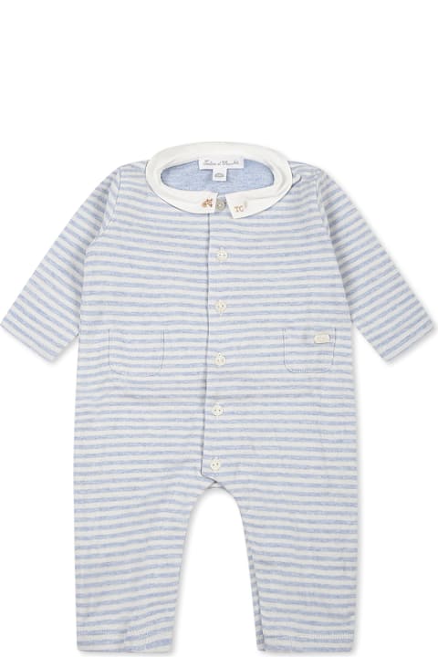 أدوات منزلية Tartine et Chocolat Light Blue Babygrow For Baby Boy With Embroidery