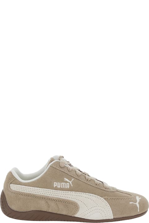 Puma for Kids Puma 'speedcat Elevated' Beige Sneakers With Logo Print On The Side And Logo Lettering On The Side In Suede Unisex